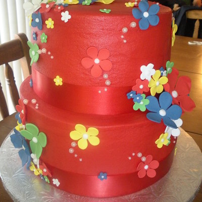 Red With Flowers