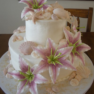 Beach Themed Wedding Cake