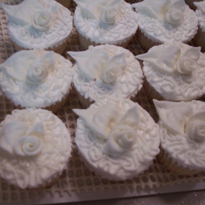 White Wedding Anniversary Cupcakes