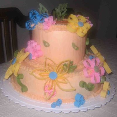 Butter Cake Covered In Bc And Mmf Flowers