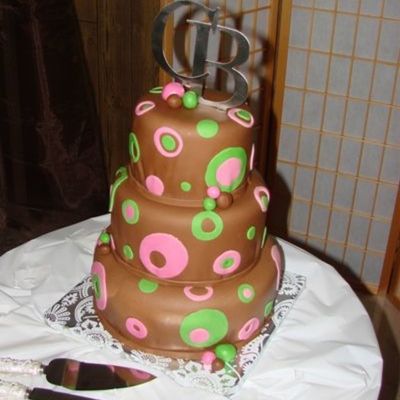 Brown Pink And Green Dots