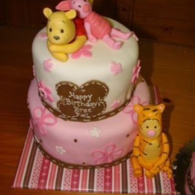 Pink And Brown Pooh First Birthday