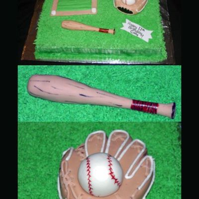 Baseball Field, Bat And Glove