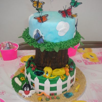 Tweety And Sylvester In A Garden