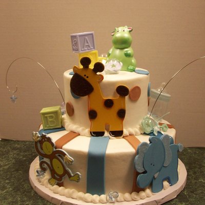 Jungle Baby Boy Shower Cake~
