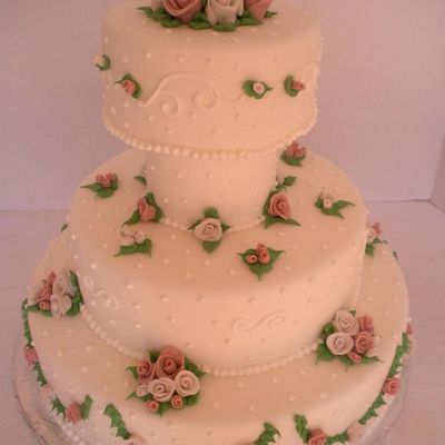 White And Pink Wedding Cake