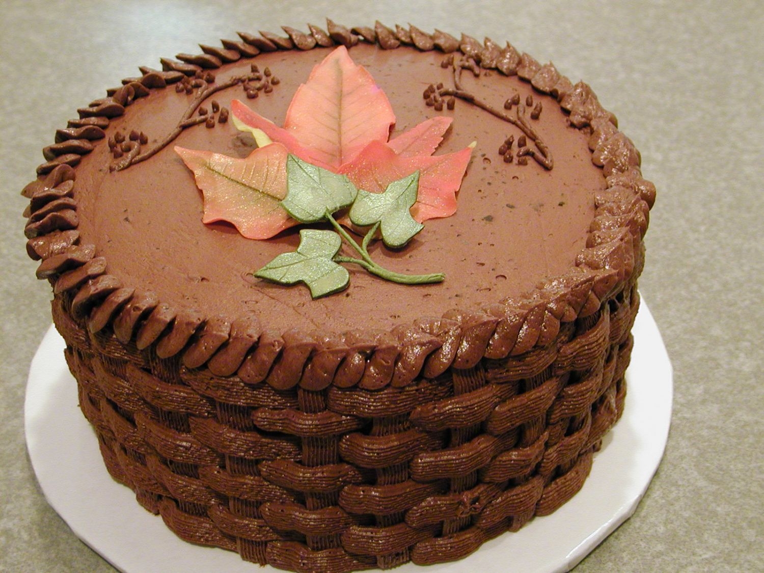 Chocolate Basketweave And Leaves