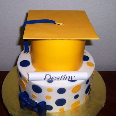 Yellow And Blue Grad Cake