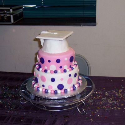 Pink And Purple Polka Dot Graduation Cake