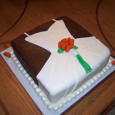 Brown And Burnt Orange Wedding Dress Cake