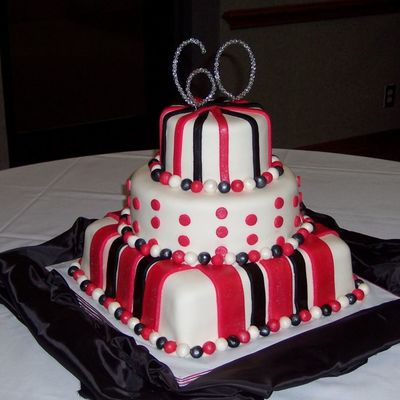 Pink White Black 60Th Birthday Cake
