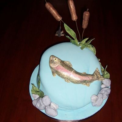 Trout Fishing Birthday Cake