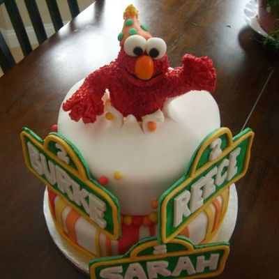 Elmo Birthday Cake For Triplets!