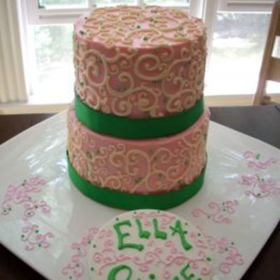 Pink Scroll Cake