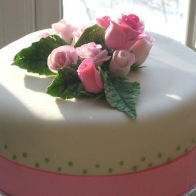 Pink & Moss Green Baby Shower Cake With Roses