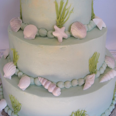 Light Blue Seashell Wedding Cake