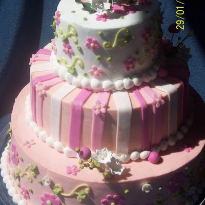 Pink And White Wedding Cake