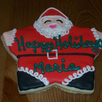 Close Up Of Finished Santa Cookie