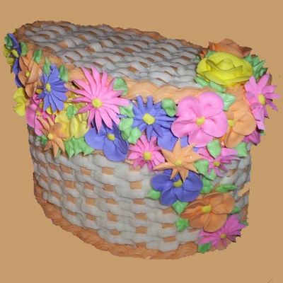 Basketweave And Flowers Cake Pic