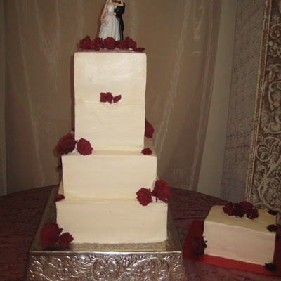 Square Rose Wedding Cake