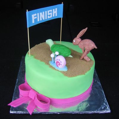 Tortoise, Hare, & Gary Racing Birthday Cake