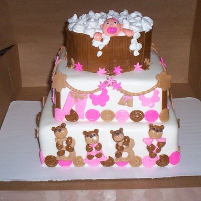 Brown Ad Pink Baby Shower Cake