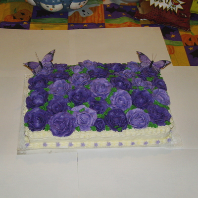Purple Rose/butterfly Bd Cake