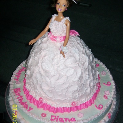 Pink / Hot Pink / White Barbie Doll Birthday Cake