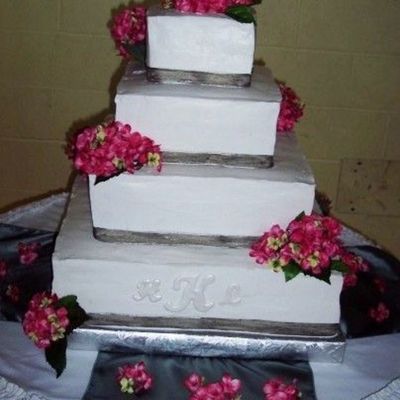 Square Wedding Cake For 350 - Monogrammed