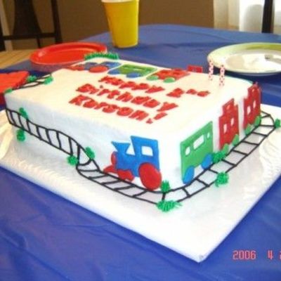 Side View Of Train Birthday Cake