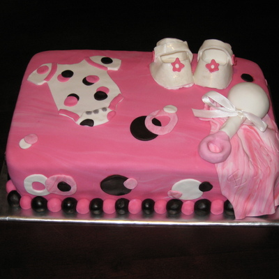 Pink And Brown Baby Girl Baby Shower Cake