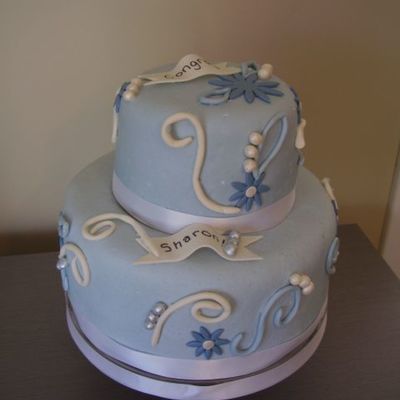 Pretty Blue Retirement Cake