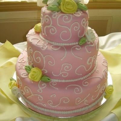 Pink Scrolls And Ribbon Roses