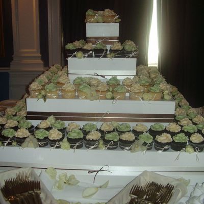 Sage, Chocolate And Ivory Cupcakes