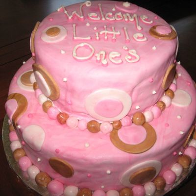 Pink And Brown Baby Shower Cake