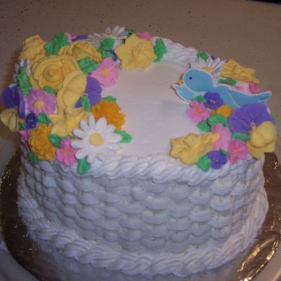 Basket W/flowers & Birds