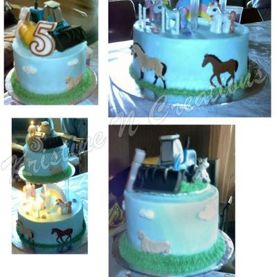 Horse And Farm Tractor Birthday Cake