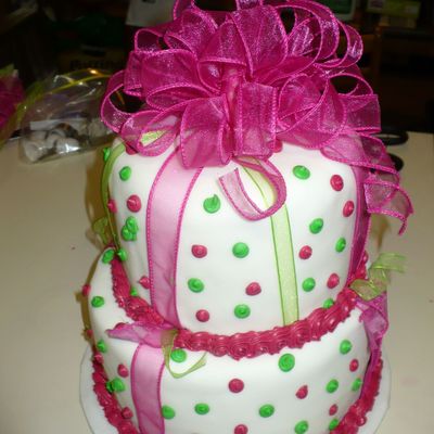 Pink & Green Baby Shower Cake
