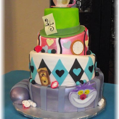 Madd Hatter/ Whimsical Chesire Cat Cake