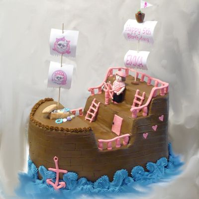 Pirate Ship Cake For Girl's Birthday