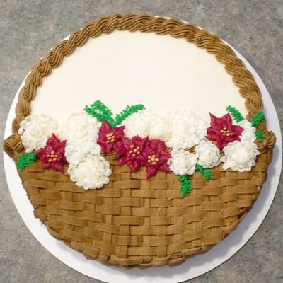 Poinsettia And Roses Birthday Cake
