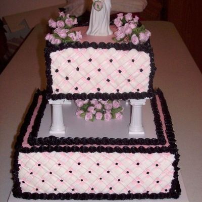 Black/pink Square Wedding Cake