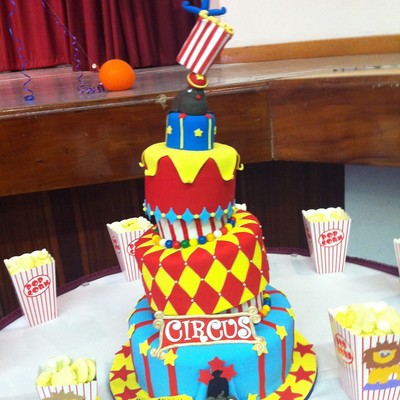 Circus Themed Topsy Turvy Birthday Cake
