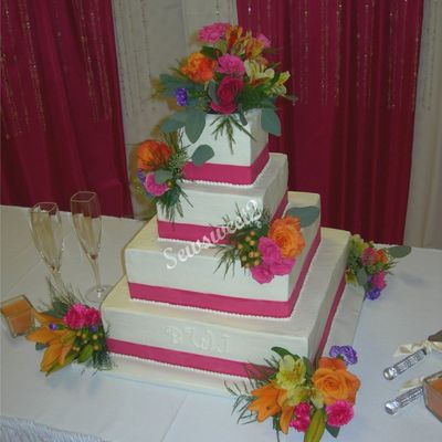 Fushia Ribbon With Flowers