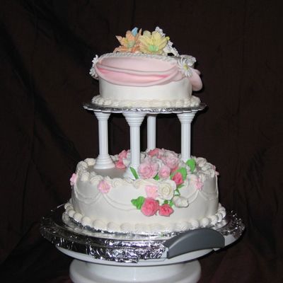 First Wedding Cake, Fondant Roses ,royal Icing Flowers