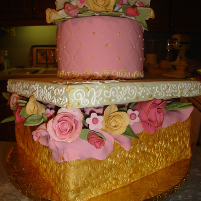 Gift Box Cake With Gumpaste Flowers