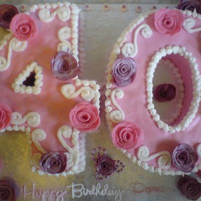 Pink And Pretty 40Th Number Cake