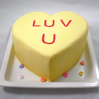 Conversation Heart Valentines Cake