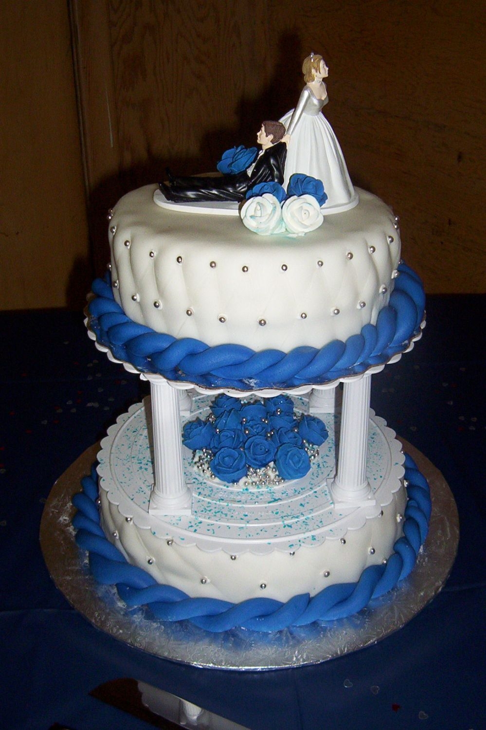 Blue & White Wedding Cake