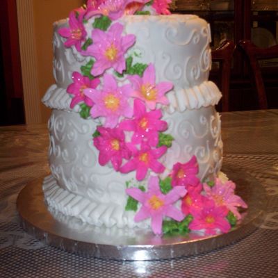 Pink Lillies And Scrolls